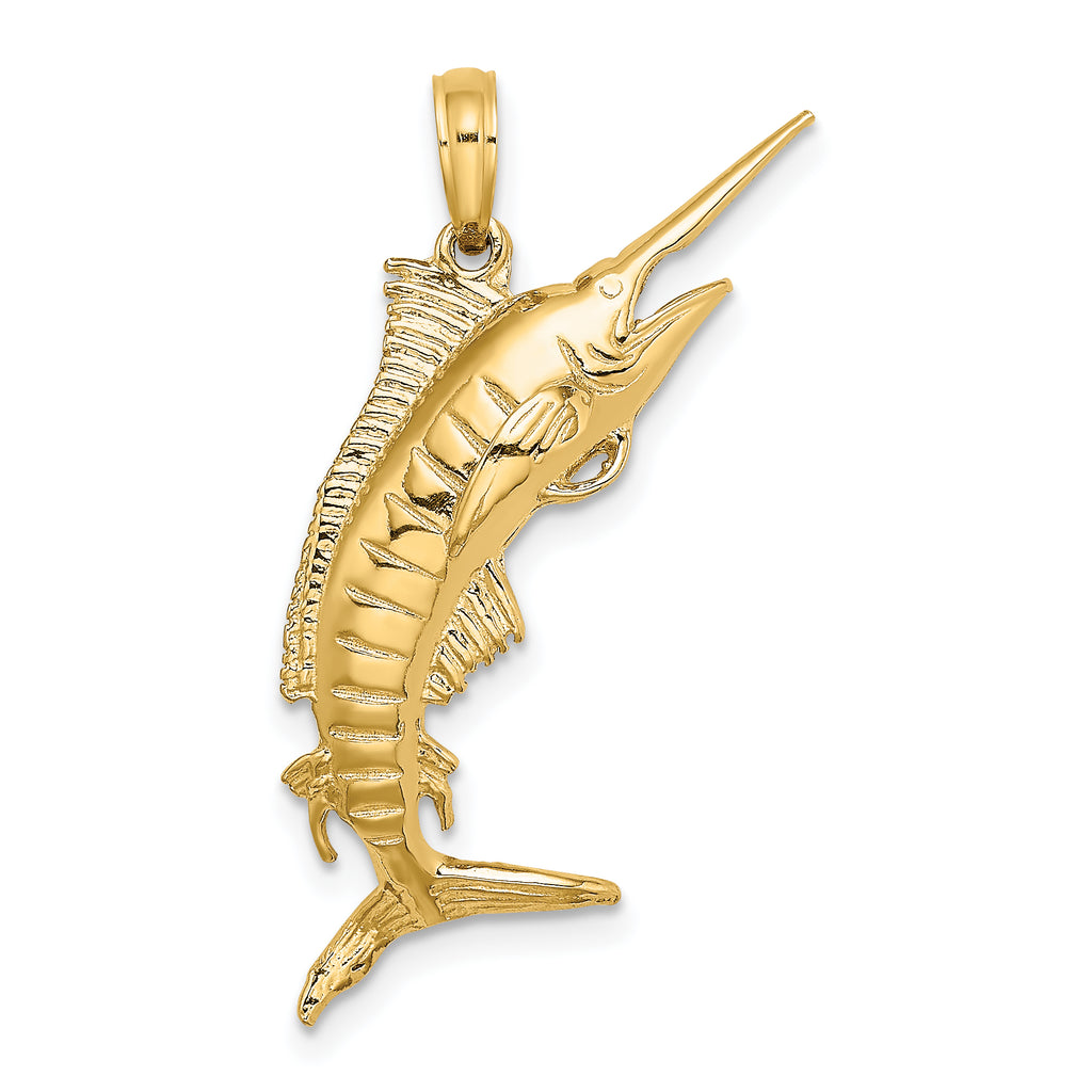 14K 3-D Polished BLUE MARLIN Charm