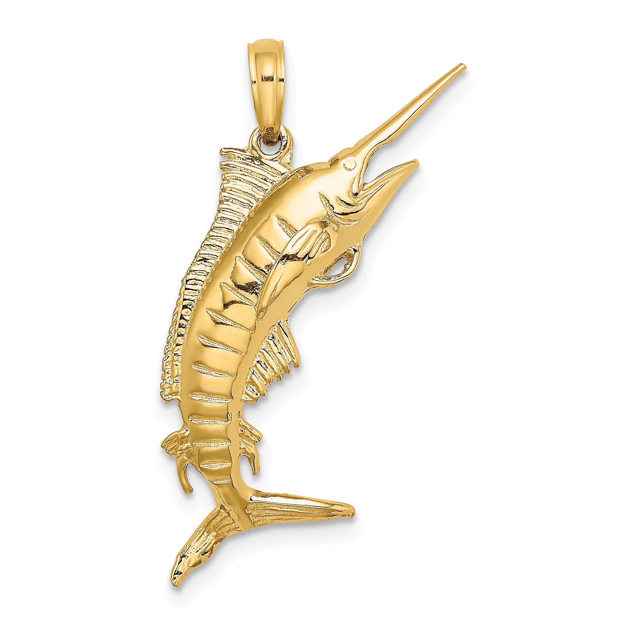 14K 3-D Polished BLUE MARLIN Charm