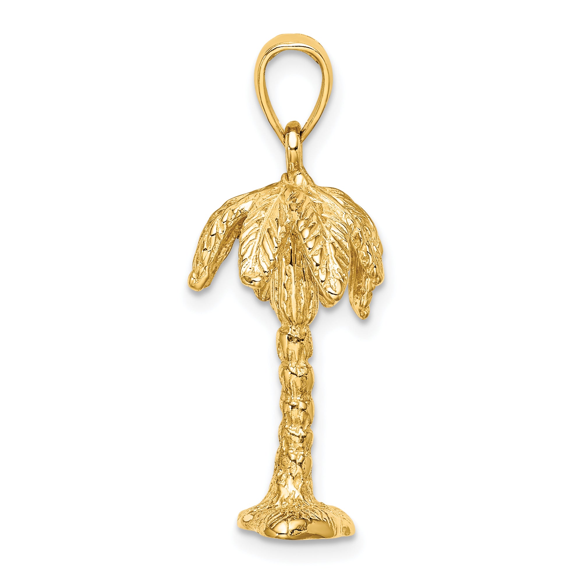 14K 3-D Textured Palm Tree Charm Secondary image