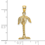 14K 3-D Textured Palm Tree Charm