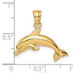 14K Textured/Polished Dolphin Jumping Charm