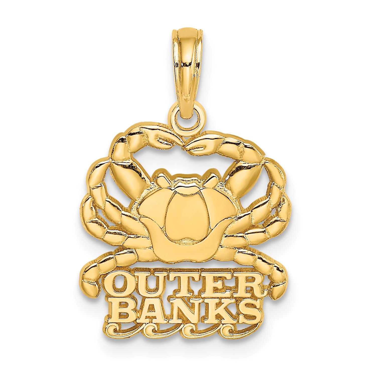 14K Polished OUTER BANKS Crab Charm Main image