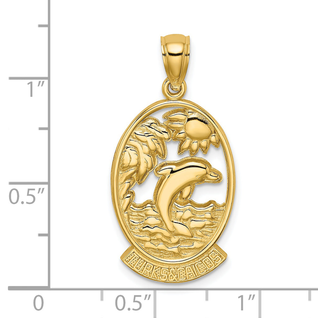 14K TURKS AND CAICOS w/Dolphin Sunset Scene Charm