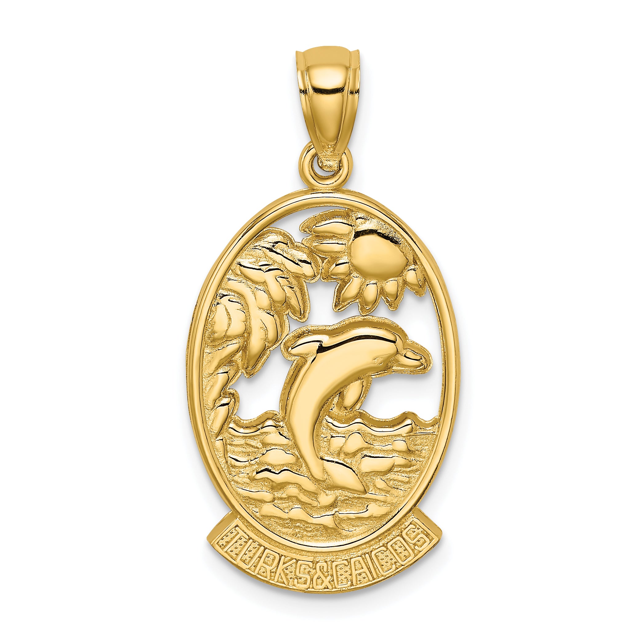 14K TURKS AND CAICOS w/Dolphin Sunset Scene Charm Main image