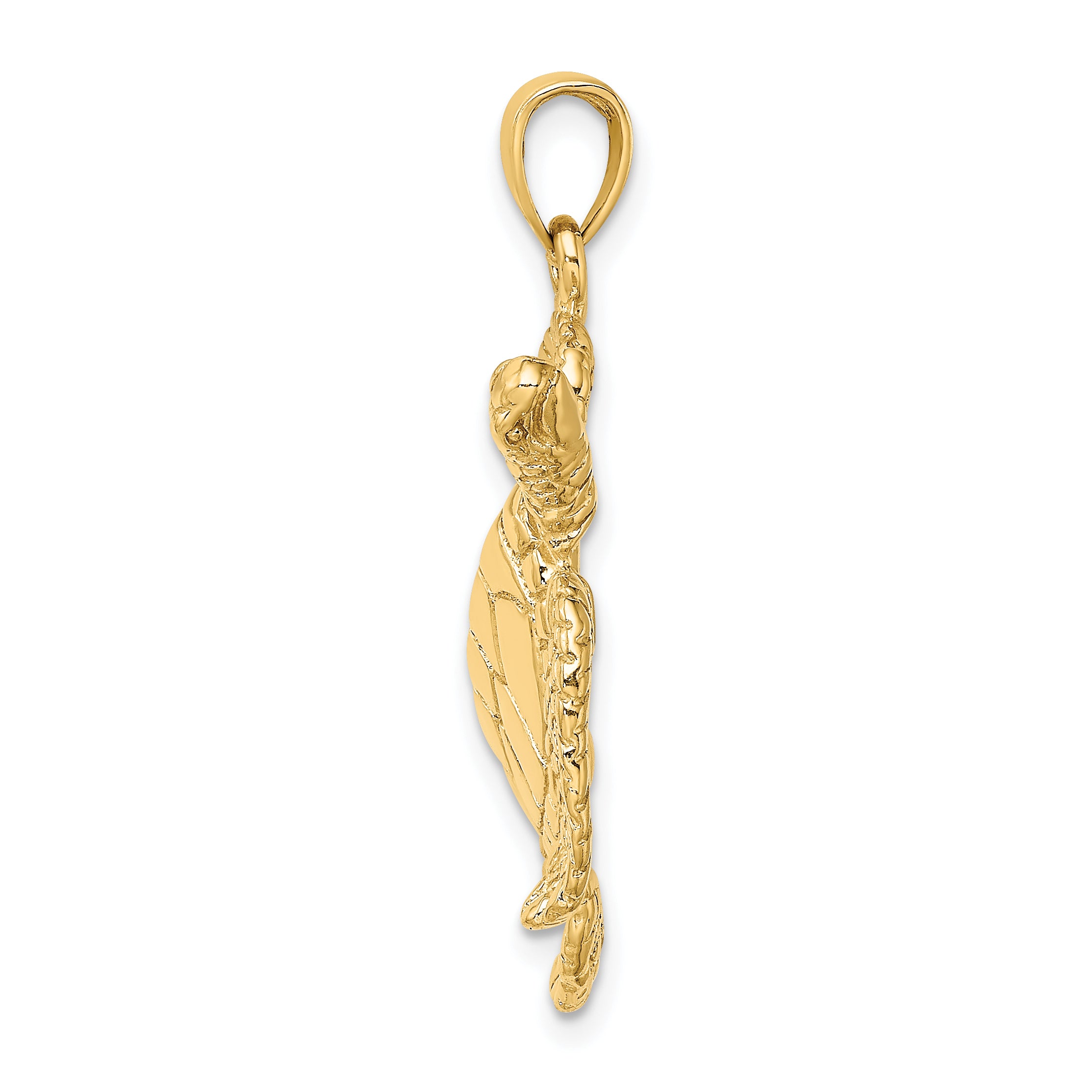 14K Large Textured Swimming Sea Turtle Charm Secondary image
