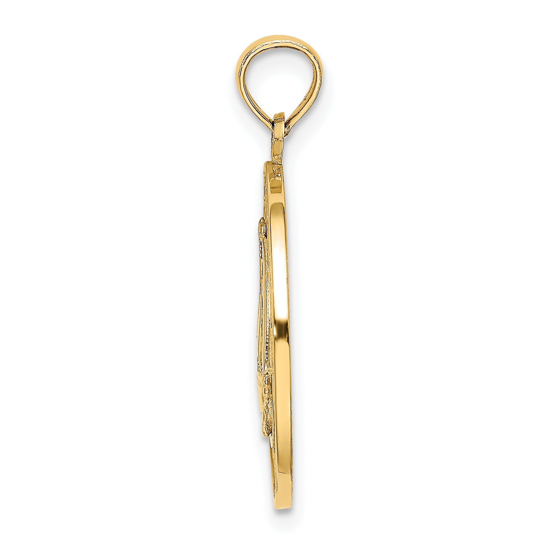 14K TURKS AND CAICOS Circle w/ Sailboat Charm