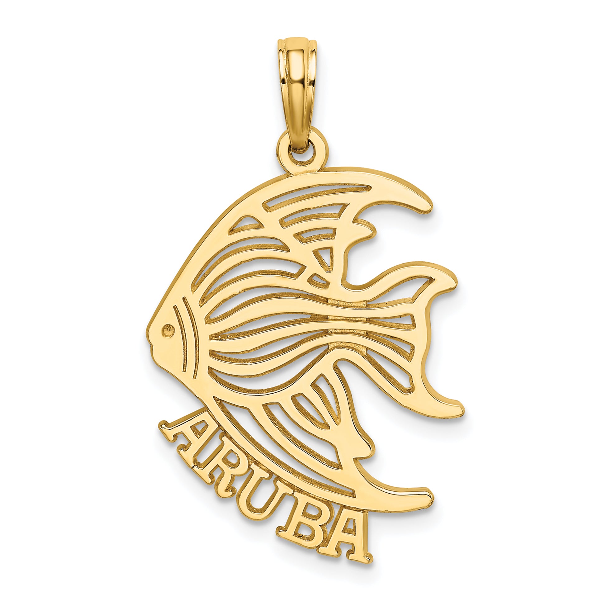 14K Polished Cut-Out ARUBA Under Angelfish Charm Main image