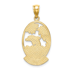 14K ARUBA W/ Dolphin Sunset In Frame Charm