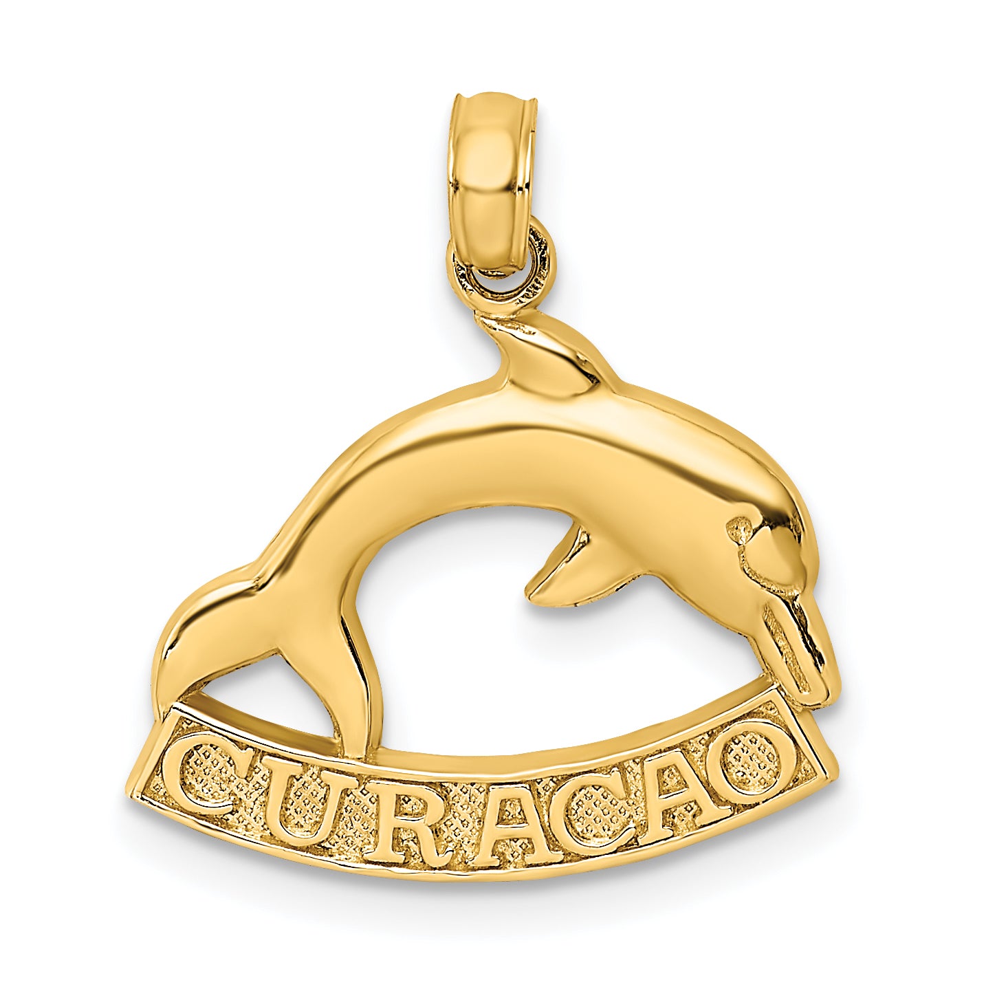 14K 2-D CURACAO Under Polished Dolphin Charm Main image