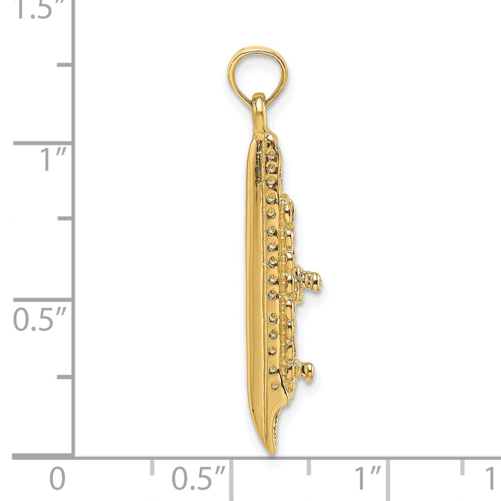 14K 3-D Polished Cruise Ship Charm