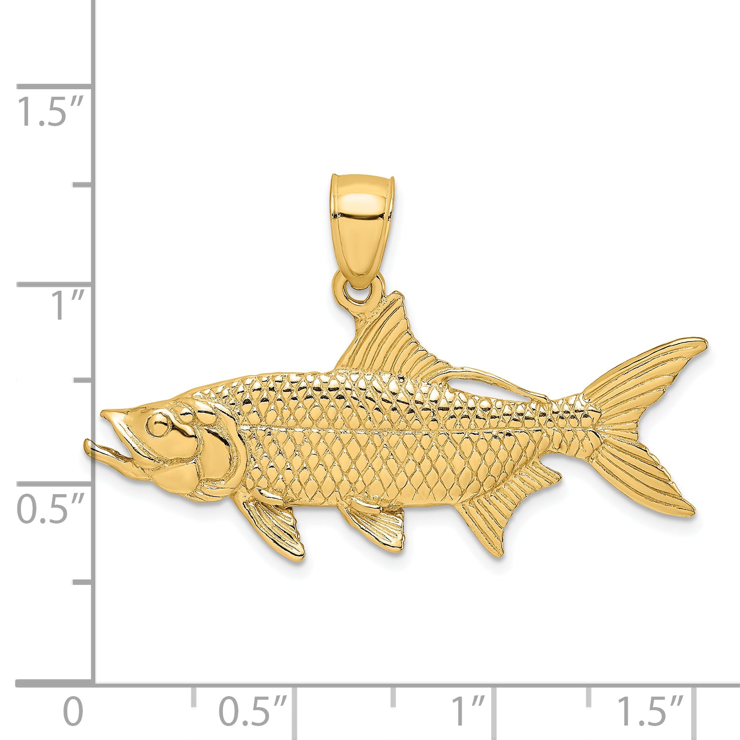 14K 3-D Textured Oxeye Tarpon Fish Charm