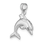 14K White Gold 3-D Dolphin Jumping Charm