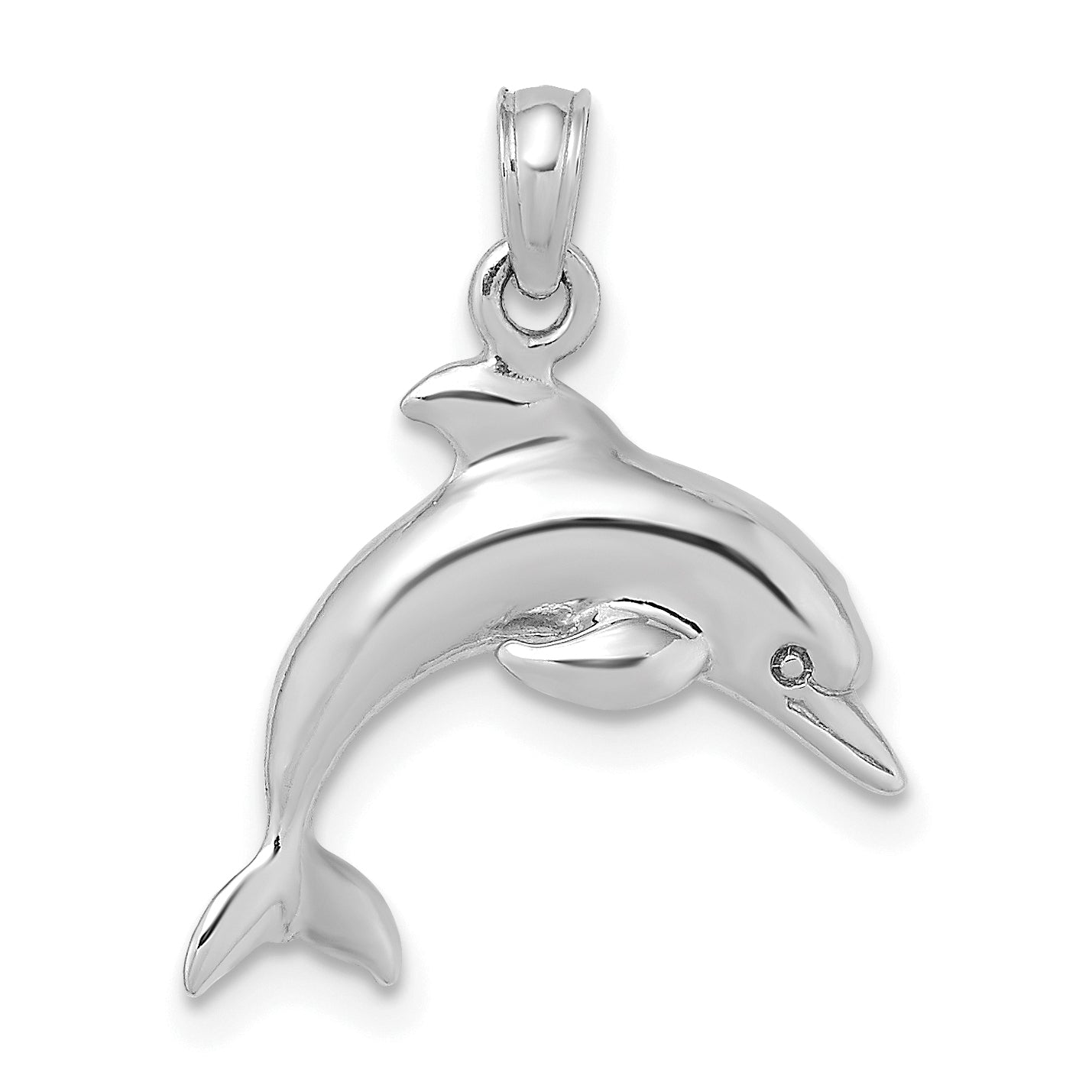 14K White Gold 3-D Dolphin Jumping Charm Main image