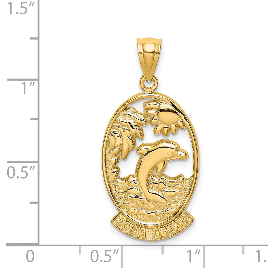 14K SEA ISLE w/ Dolphin Sunset Scene Charm