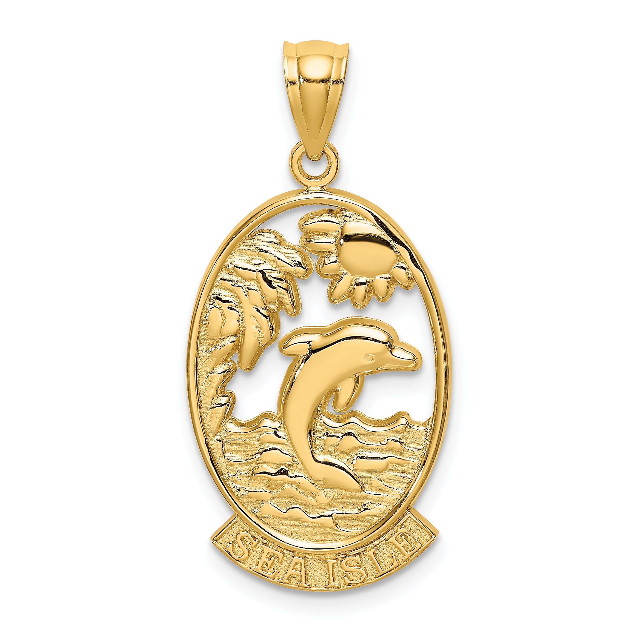 14K SEA ISLE w/ Dolphin Sunset Scene Charm Main image