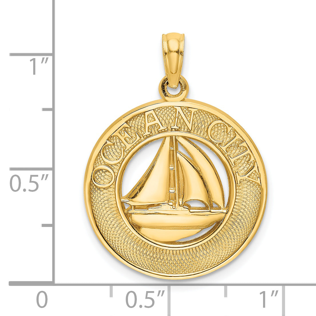 14K OCEAN CITY w/ Sailboat Charm