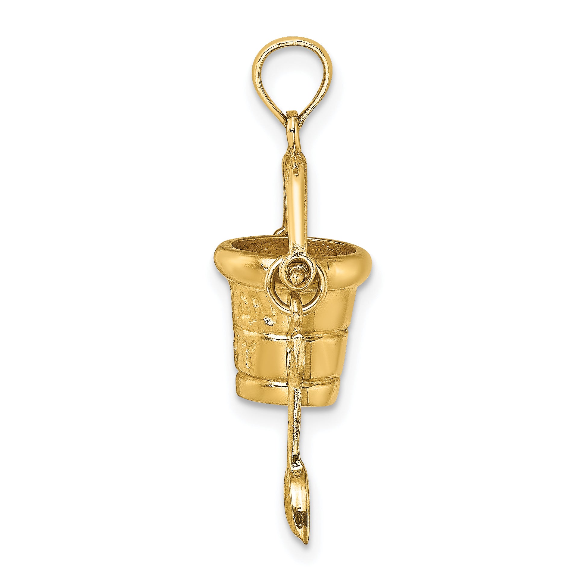 14K  3D OCEAN CITY Bucket w/Shovel Charm Secondary image