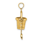 14K  3D OCEAN CITY Bucket w/Shovel Charm