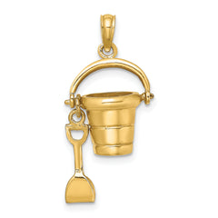 14K  3D OCEAN CITY Bucket w/Shovel Charm