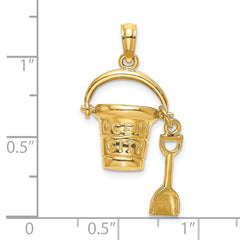 14K  3D OCEAN CITY Bucket w/Shovel Charm