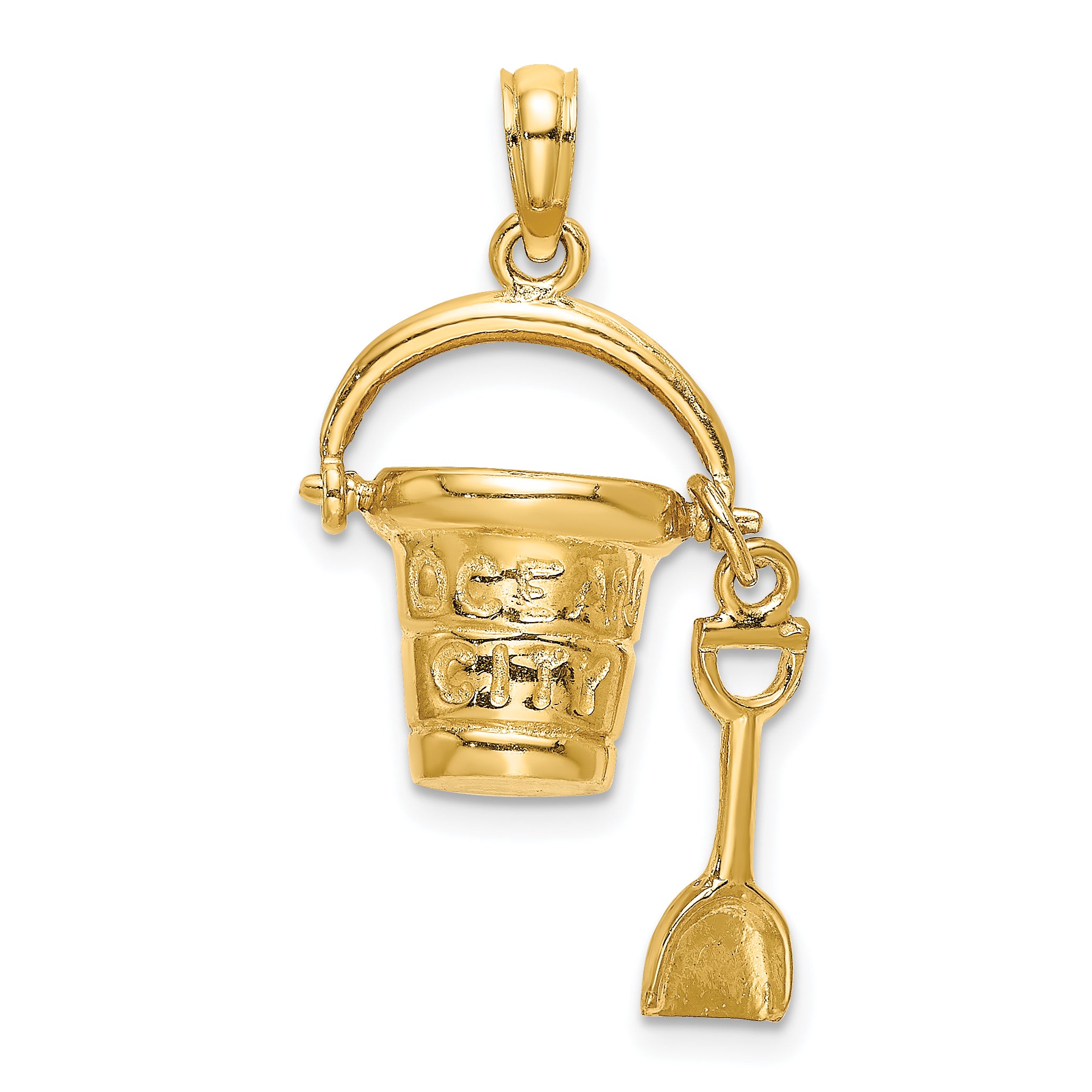 14K  3D OCEAN CITY Bucket w/Shovel Charm Main image