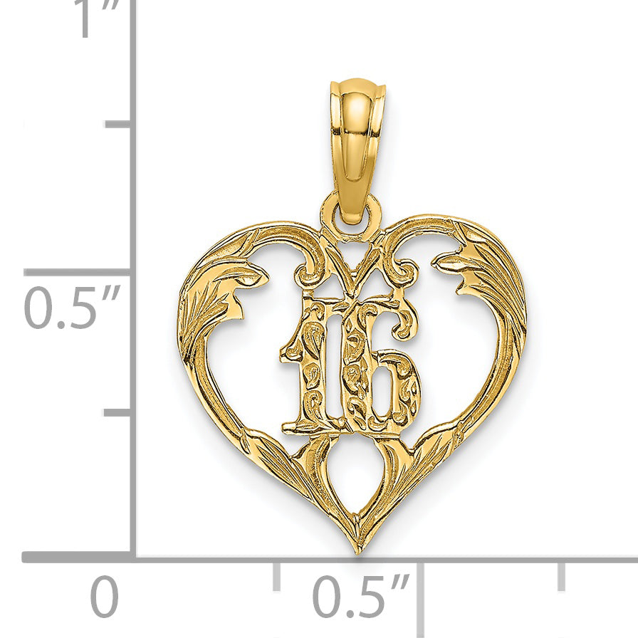 14K 16  Inside Heart Charm