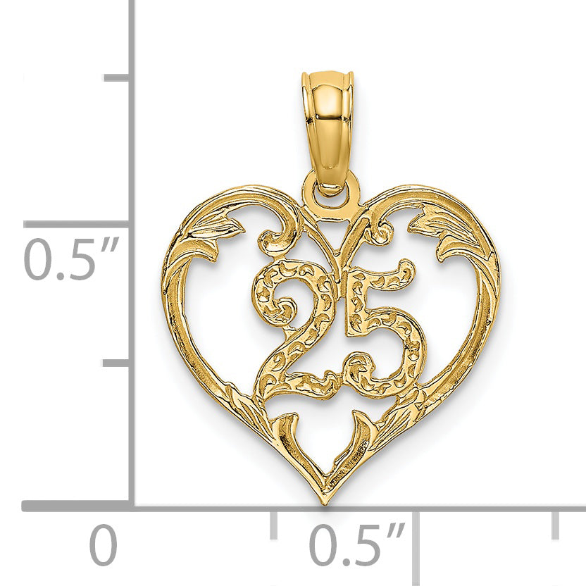 14K 25 In Heart Charm