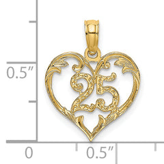 14K 25 In Heart Charm
