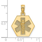 14K Caduceus Textured Back Medical Charm