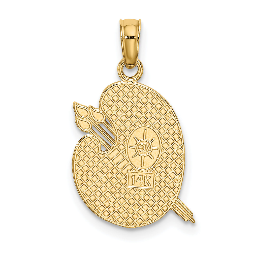 14K Engraved Textured Painters Pallet Charm