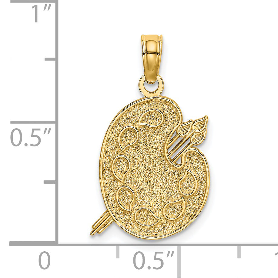 14K Engraved Textured Painters Pallet Charm