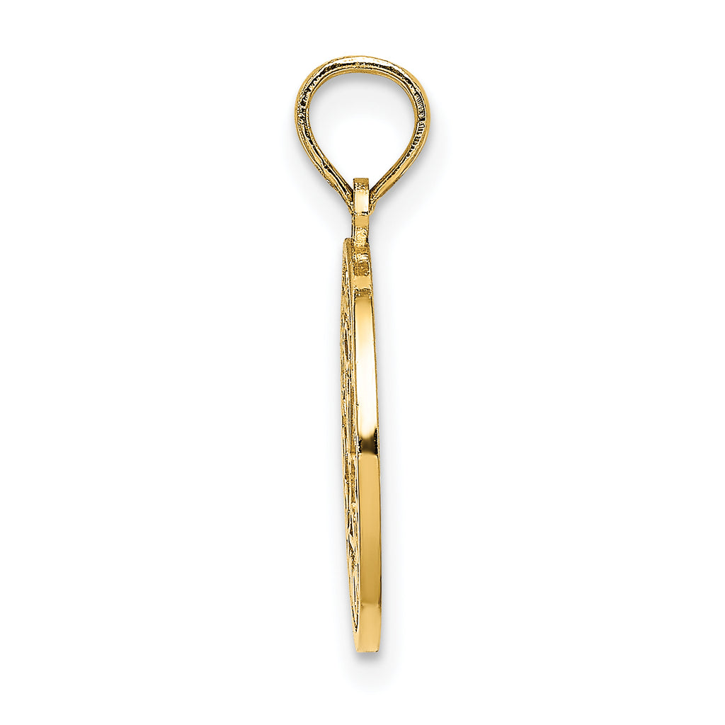 14K Textured Communion Cup on Round Disc Charm