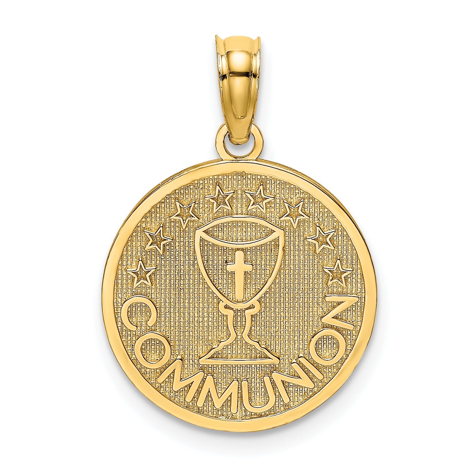 14K Textured Communion Cup on Round Disc Charm Main image