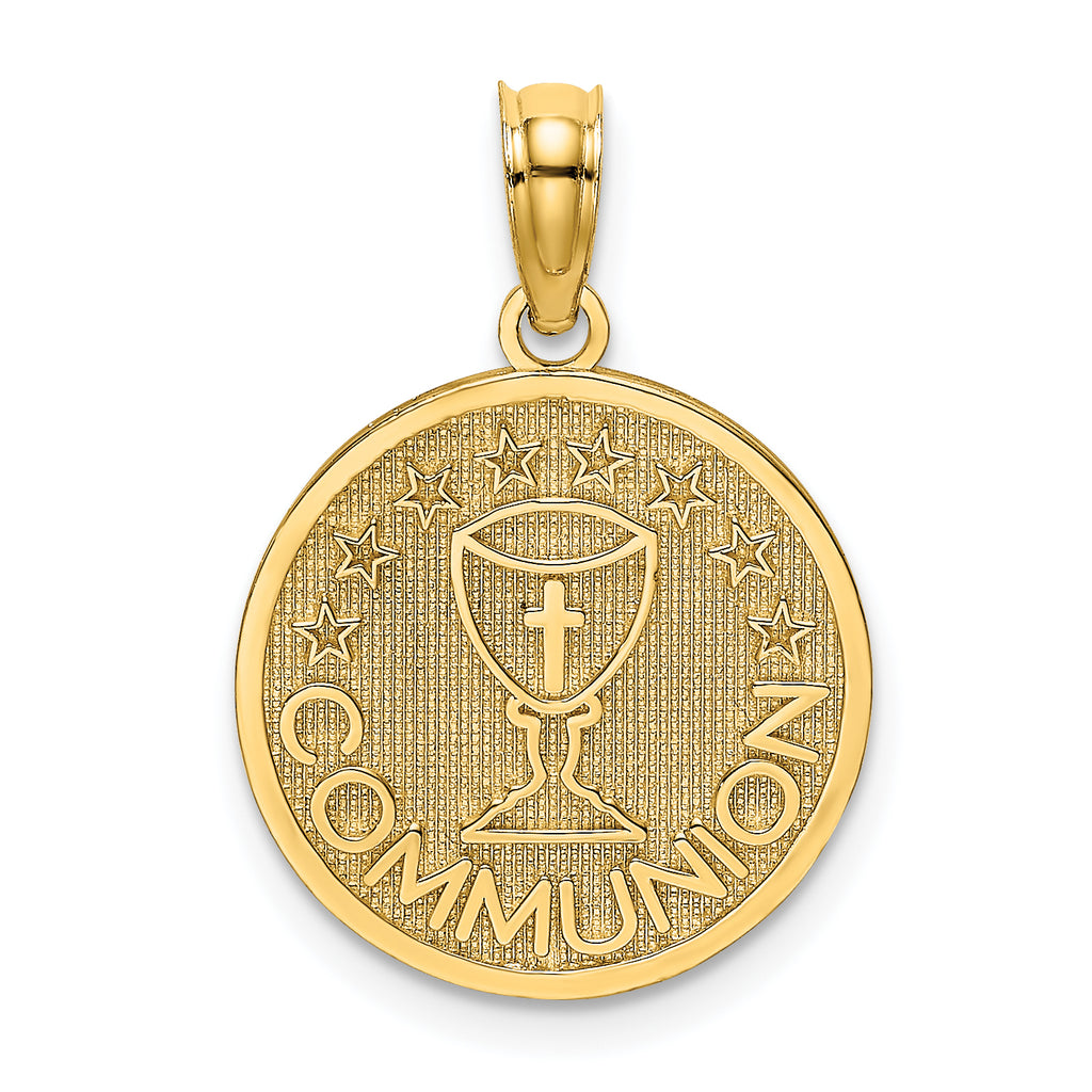 14K Textured Communion Cup on Round Disc Charm