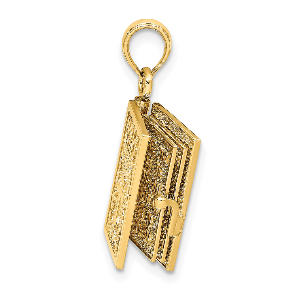 14K 3-D Moveable Pages Holy Bible w/ Lords Prayer Charm