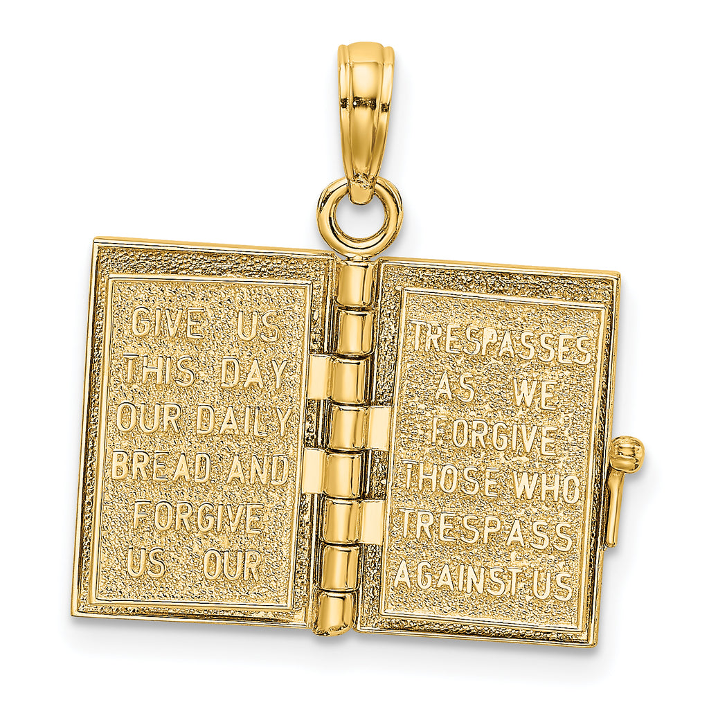 14K 3-D Moveable Pages Holy Bible w/ Lords Prayer Charm