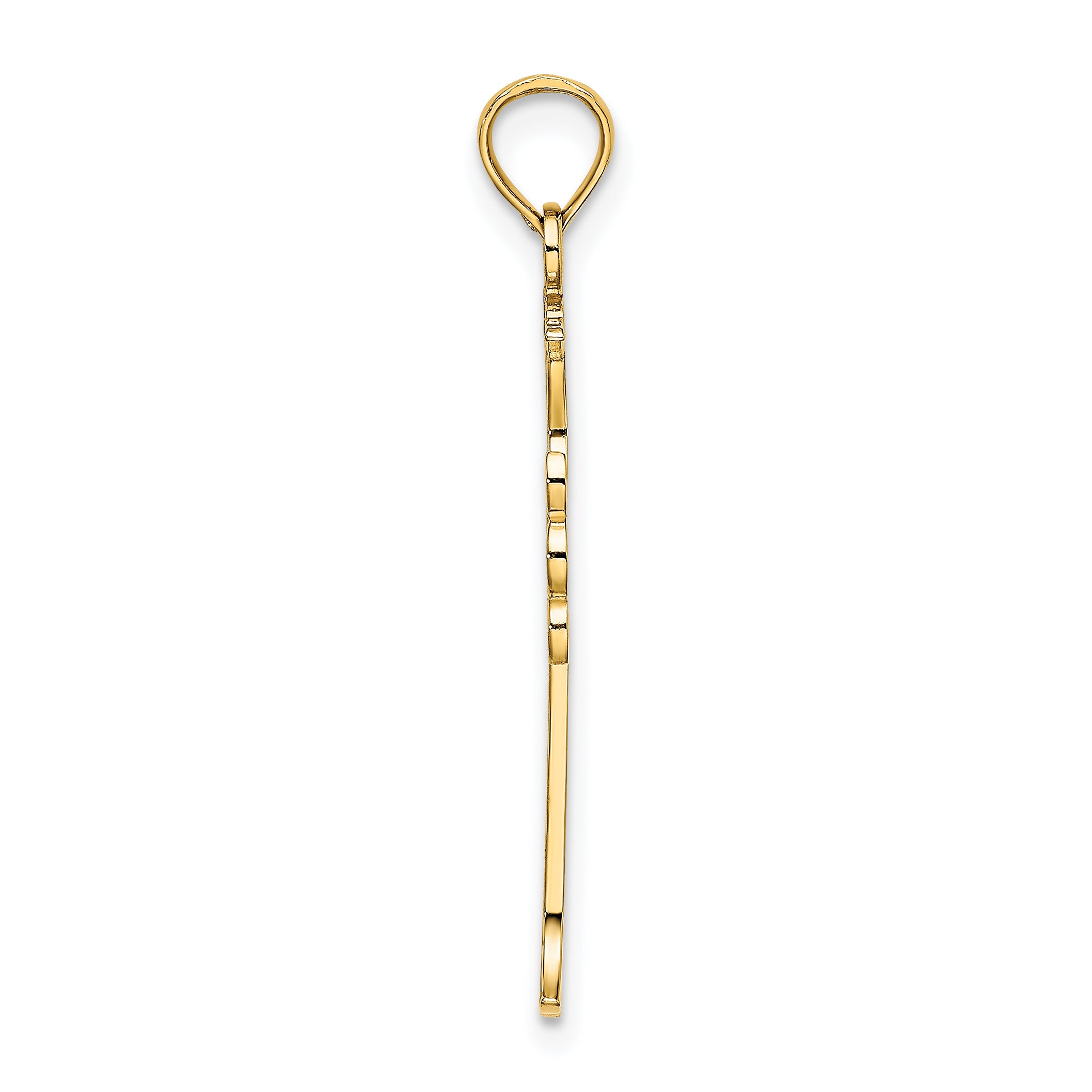 14K Double Sided Engraved Cross Charm