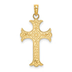 14K Double Sided Engraved Cross Charm