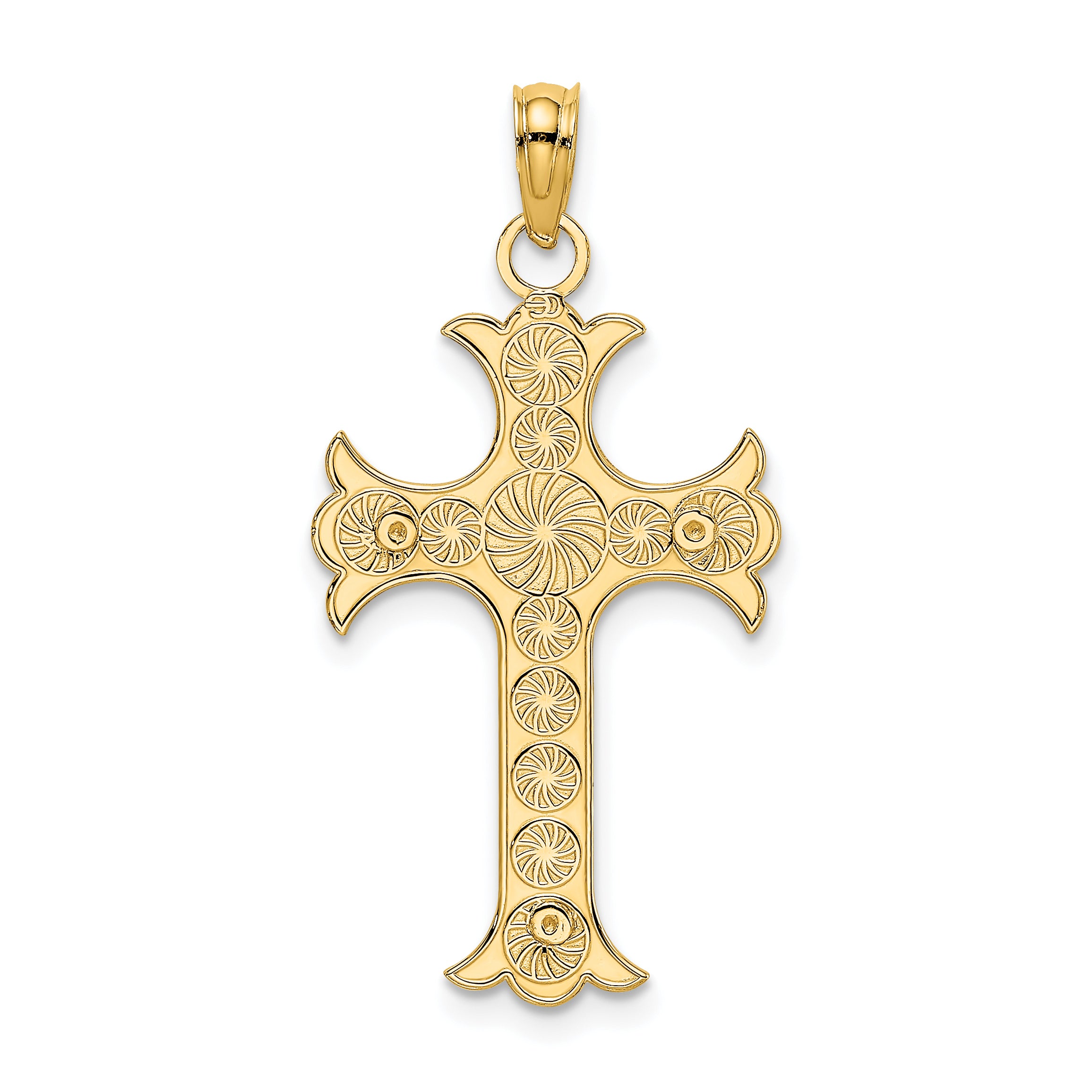 14K Double Sided Engraved Cross Charm Main image