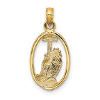 14K Praying Hands and Cross In Oval Charm
