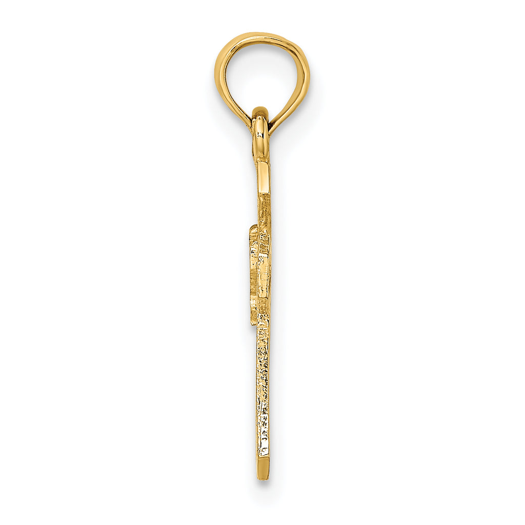 14K Cut-Out Cross w/ Dove Charm
