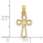 14K Cut-Out Cross w/ Dove Charm