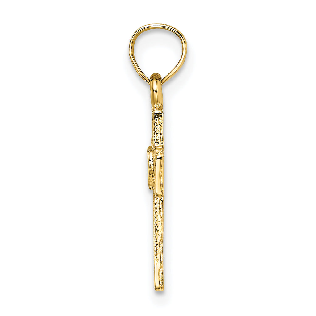 14K Cut-Out Cross w/ Heart Charm
