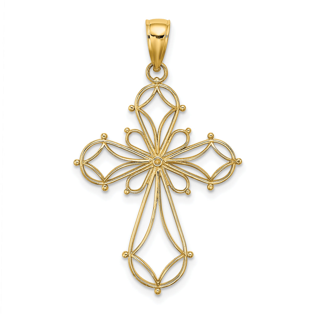 14K Cut-Out Shapes Fancy Cross Charm