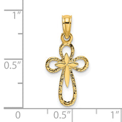 14K Cut-Out Cross w/ Small Interior Cross Charm