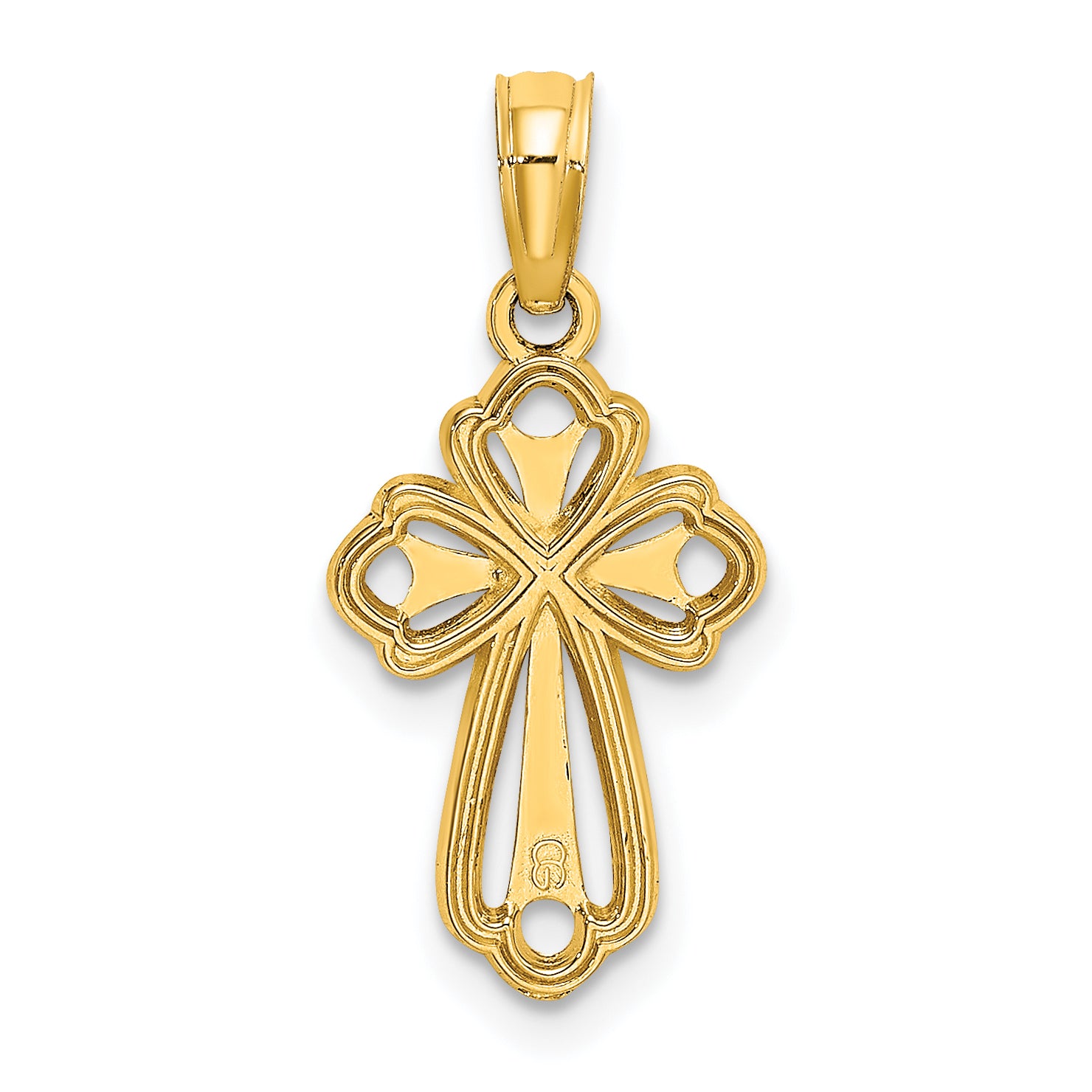 14K Cut-Out Polished and Textured Cross Charm