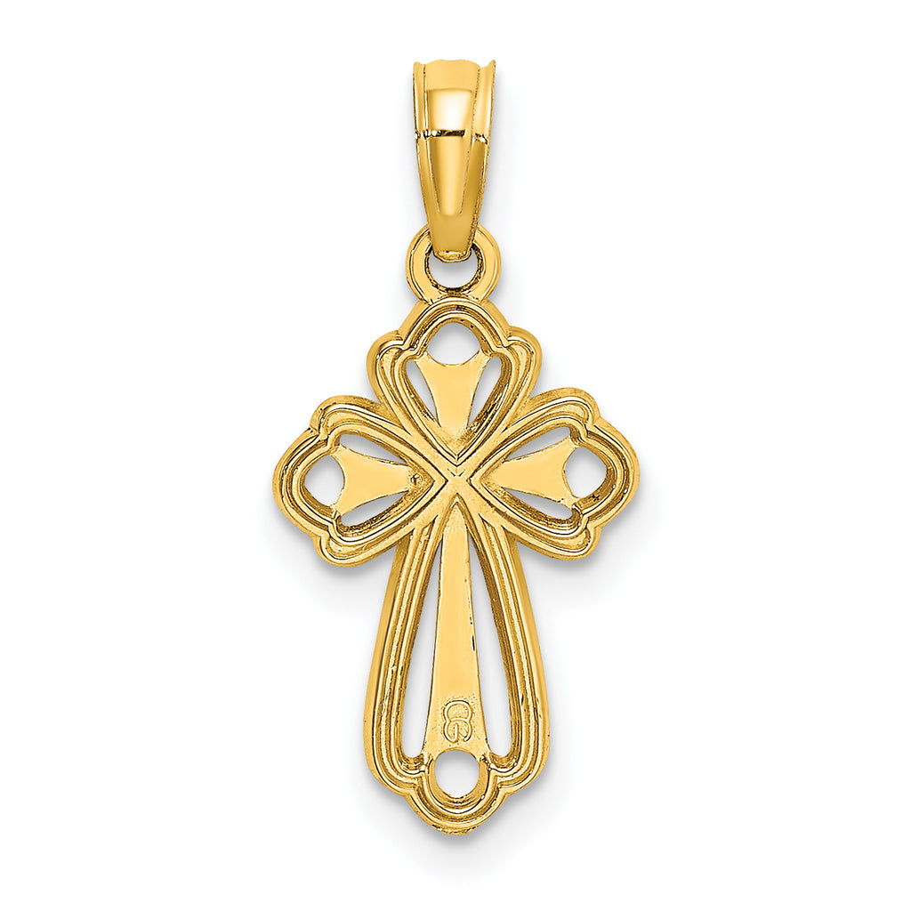 14K Cut-Out Polished and Textured Cross Charm