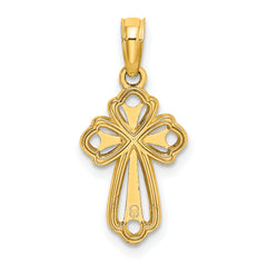 14K Cut-Out Polished and Textured Cross Charm