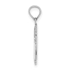 14K White Gold Polished Out Textured Cross Charm