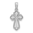 14K White Gold Polished Out Textured Cross Charm